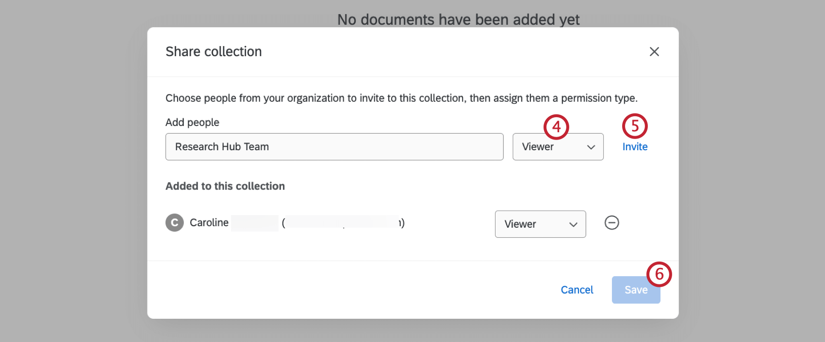 Give collaboration access, invite, and save