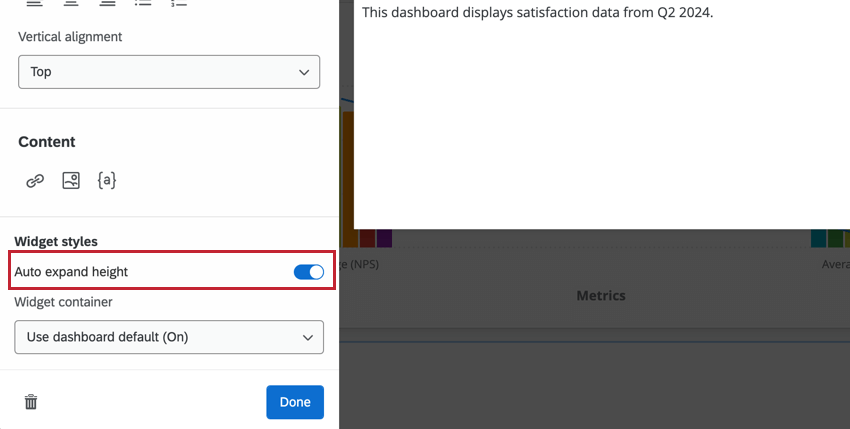 Option zum automatischen Erweitern der Höhe im Widget