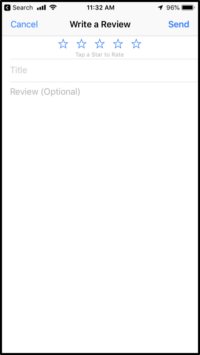 Image of the write feedback page for iOS devices