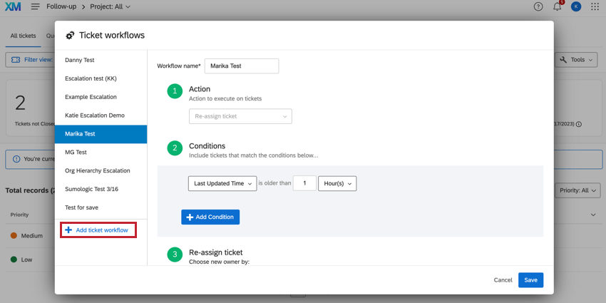 Add ticket workflow button