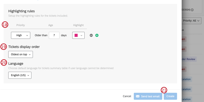 Highlight options and then ticket sorting option