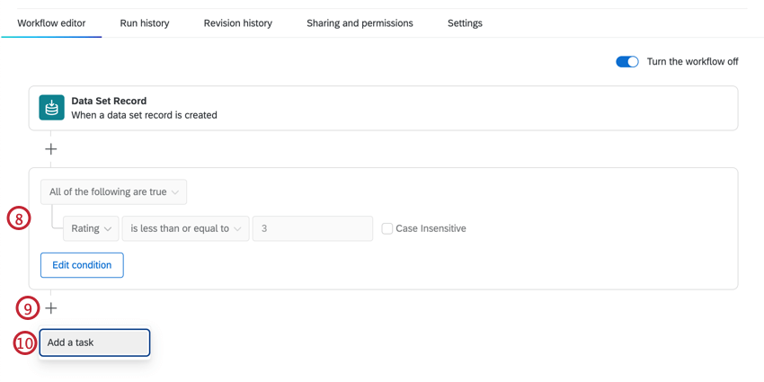 Add conditions and then add a new task
