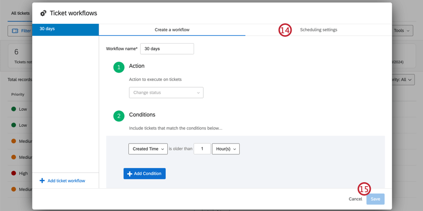 Scheduling settings and create