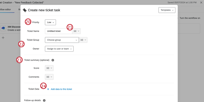Set up the tickets task
