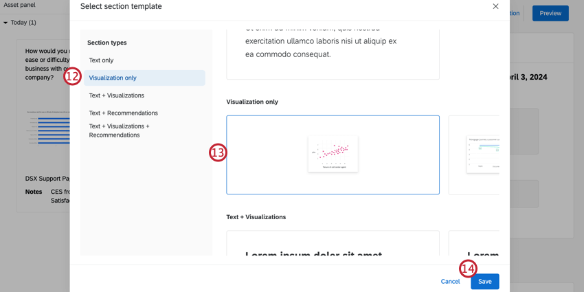 Select a section type and click save