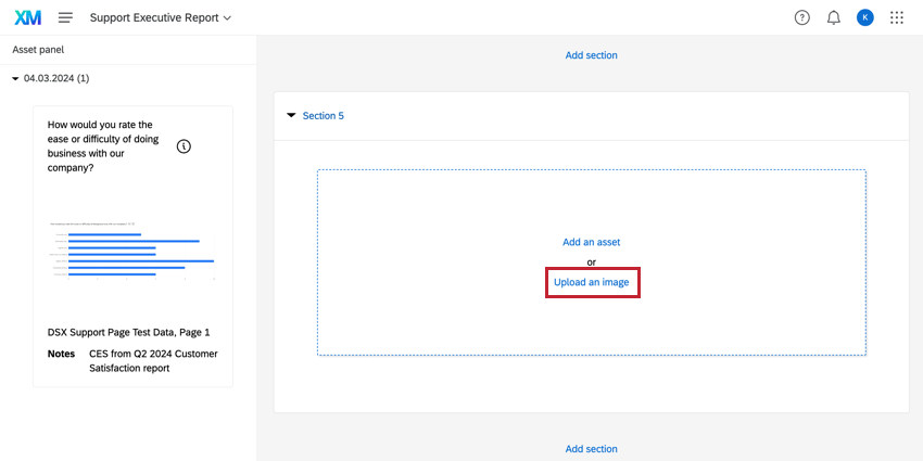 Upload image highlighted inside visualization template