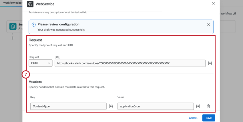 Die Informationen, die die KI in die Konfigurationsfelder eingegeben hat