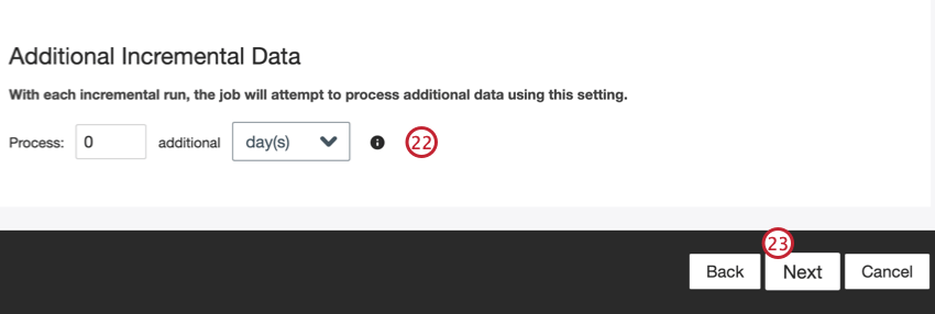 Additional incremtnal data settings