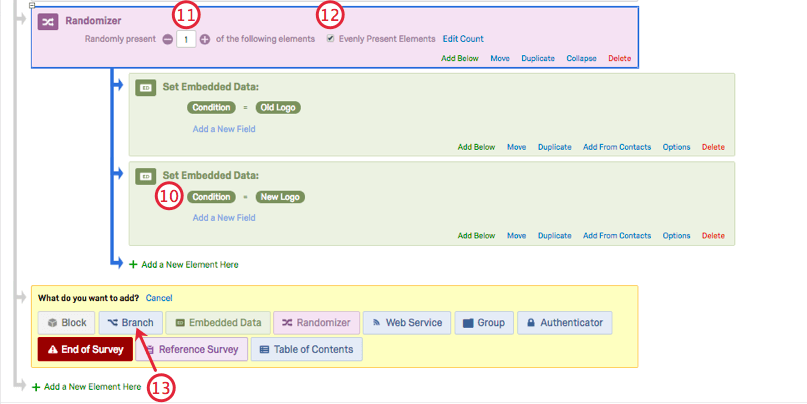 RANDOMIZZATORE raffinato in alto e poi ritorno in basso per aggiungere un nuovo elemento