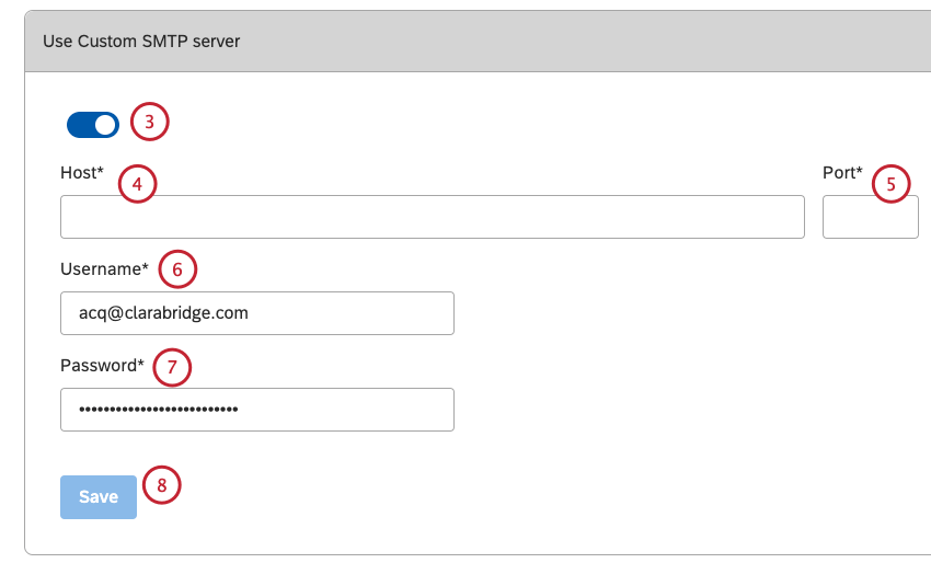 use custom smtp server configuration