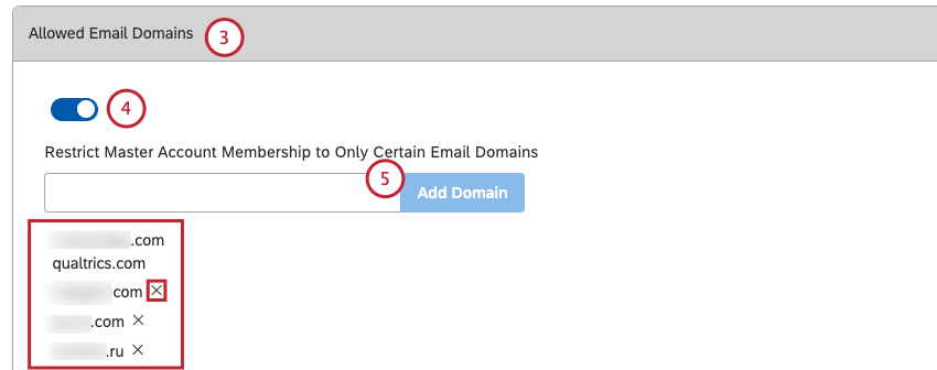 configurazione dei domini e-mail consentiti