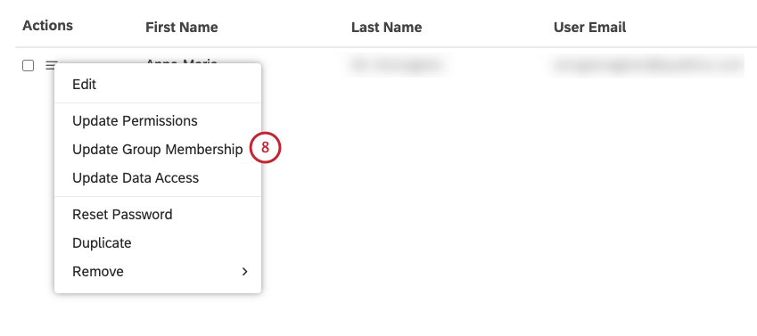 Sélectionnez Mettre à jour les membres du groupe.