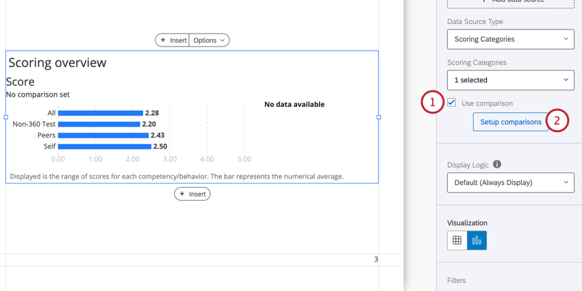 Habilitando la opción de comparación de uso