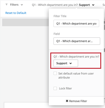 image of a page filter added to a dashboard in editing mode with specific filter values selected