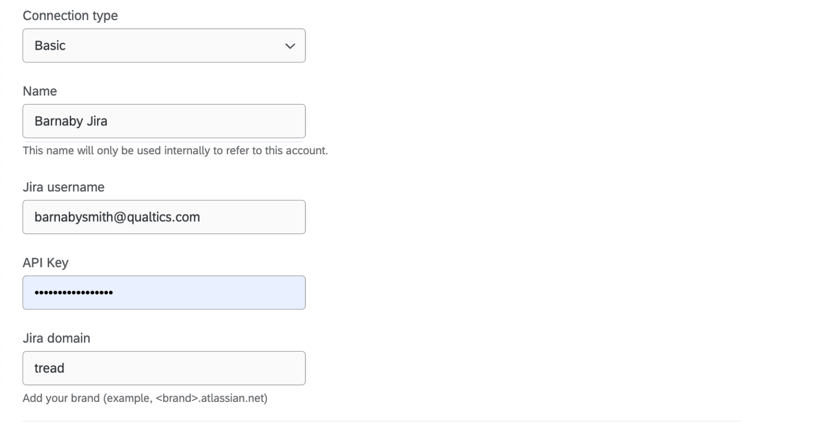 aggiungere un account jira utilizzando lautenticazione di base