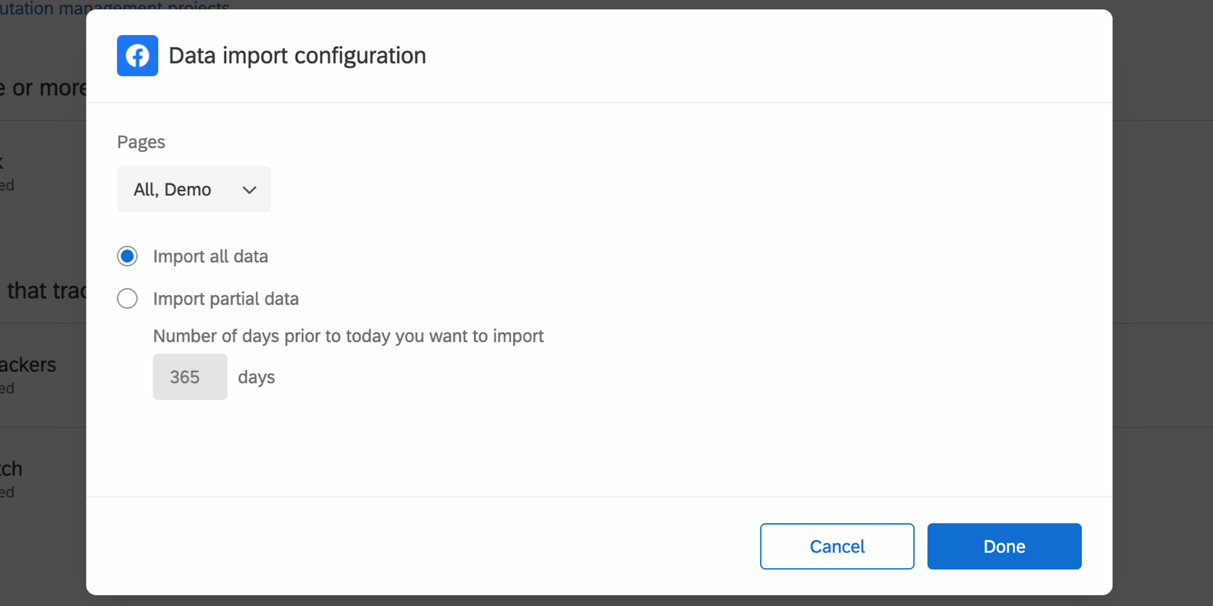 Final window back in Qualtrics where you decide how much data to import