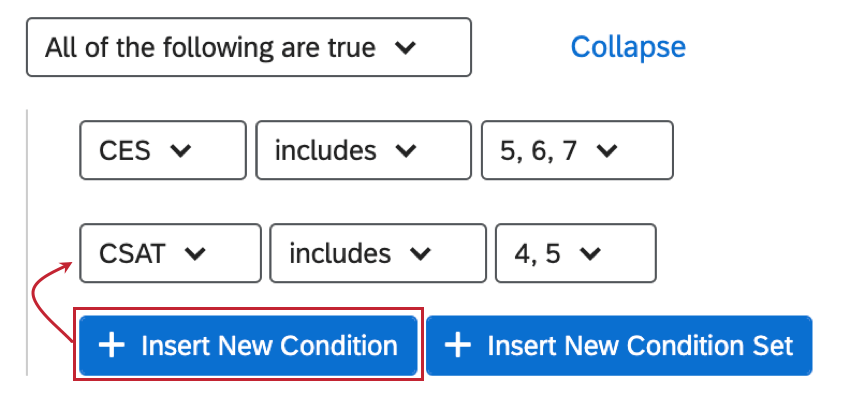 the insert new condition button