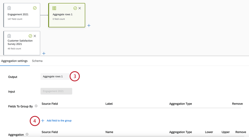Geben Sie einen Namen für die Ausgabe ein, und wählen Sie "Feld hinzufügen".
