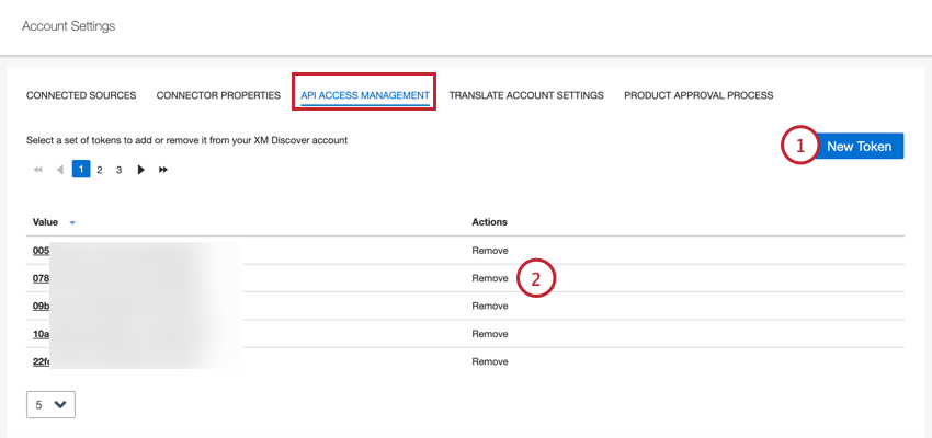 adding a new api token in account settings