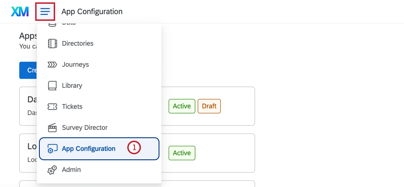 App Configuration highlighted in the global navigation menu