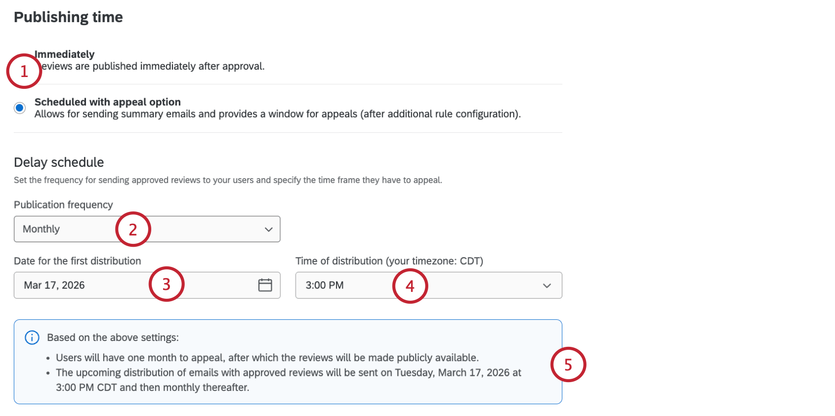 ativar o agendamento com a opção de recurso e, em seguida, escolher o agendamento do e-mail
