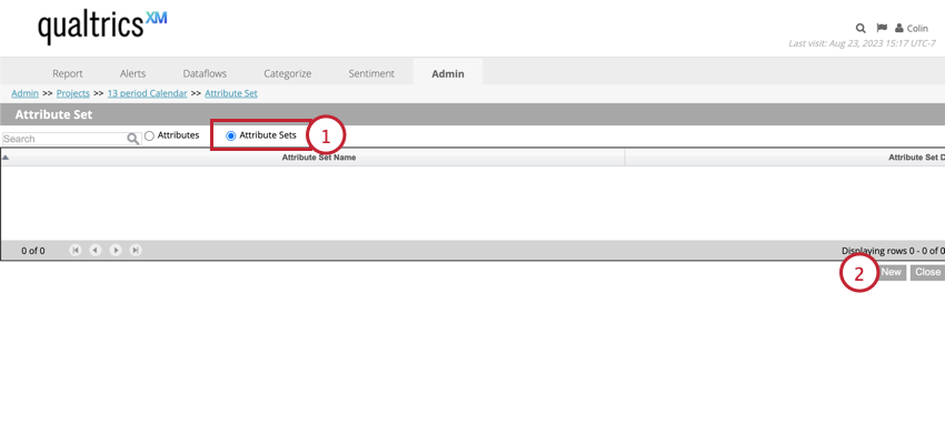 in the attributes sets section, clicking New