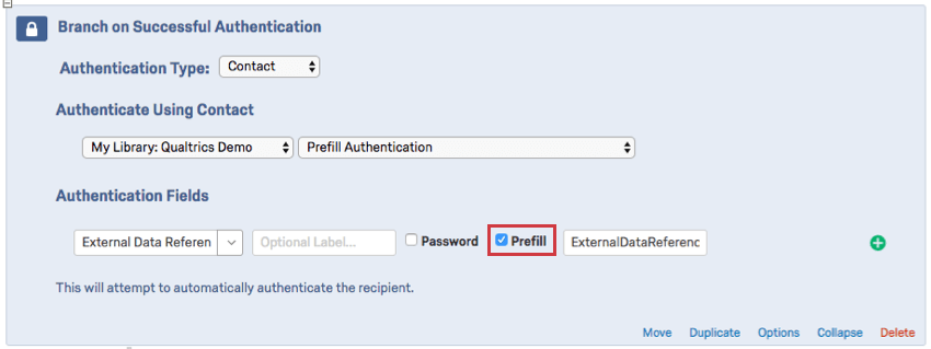 Prefill option on lower-middle of authenticator