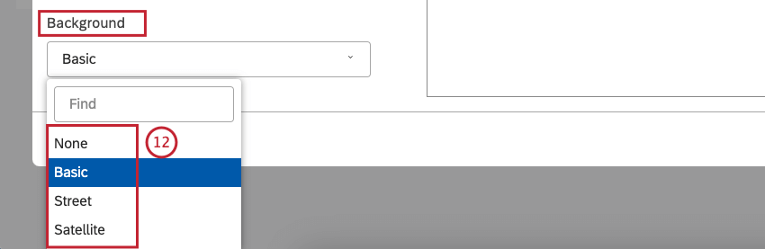 Select an option for the background of the map.