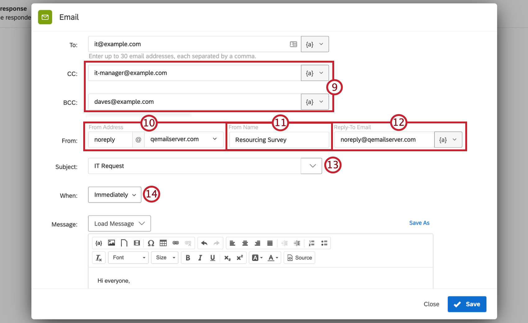 Konfigurieren einer E-Mail-Aufgabe
