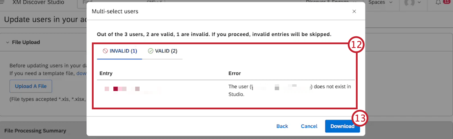 reviewing valid and invalid entries