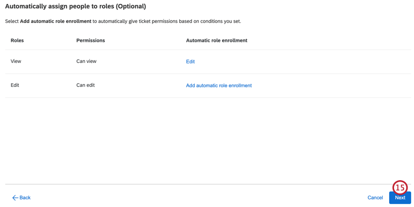 clicking next when adding automatic role enrollment