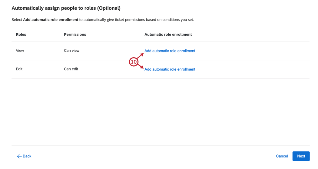 the add automatic role enrollment button