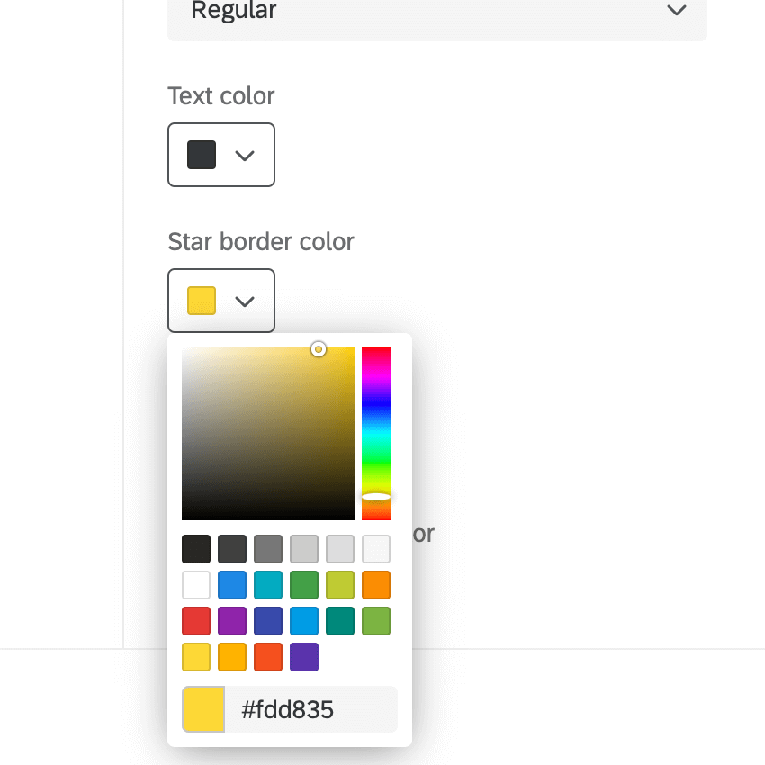 Dropdown in the Customize the creative menu opens up additional color options