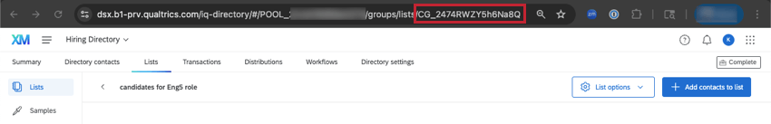 screenshot of what this URL looks like and what Qualtrics page to have open