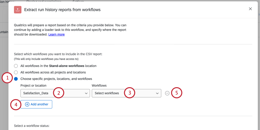 Auswahl der einzubindenden Workflows
