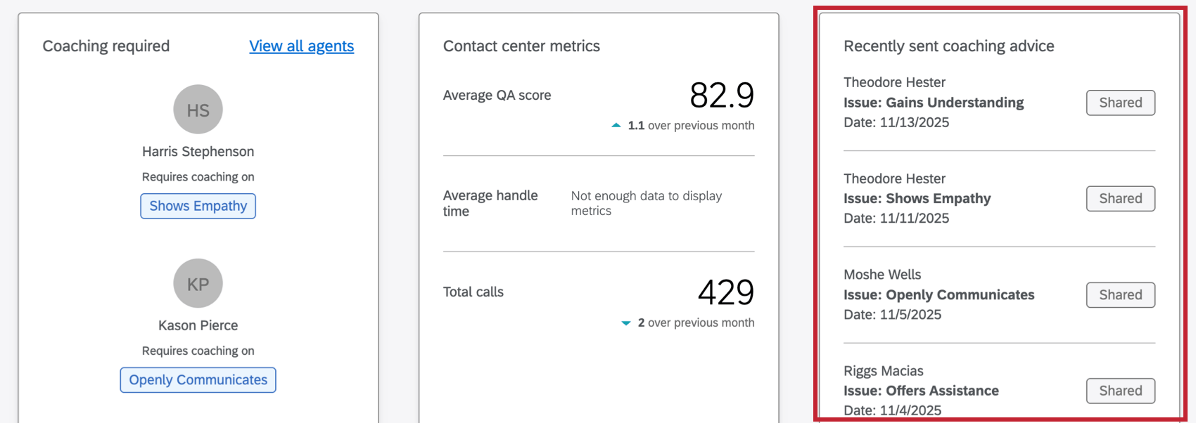 widget de consejos de coaching enviado recientemente
