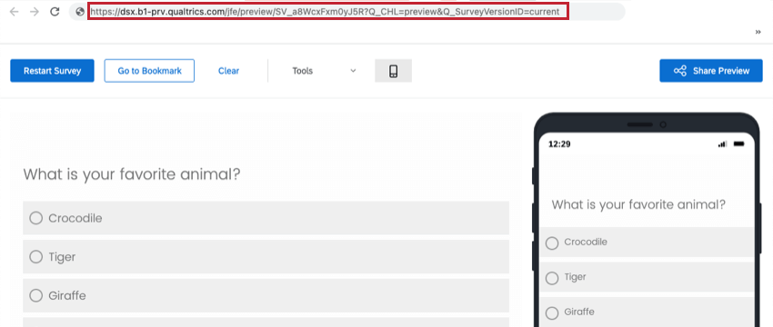 URL der Umfrage