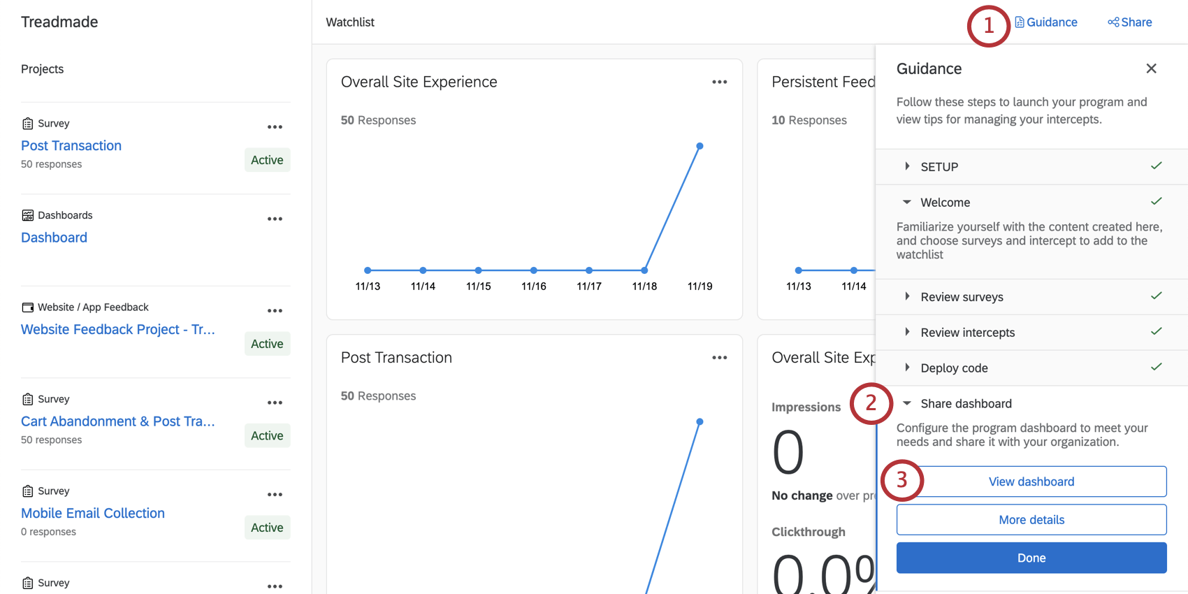 ガイダンスメニューを開く