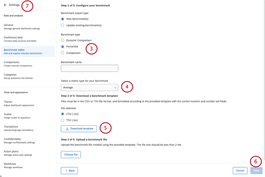 einrichten eines durchschnittlichen Perzentil-Benchmarks, der mit einem Vergleich-Widget funktioniert
