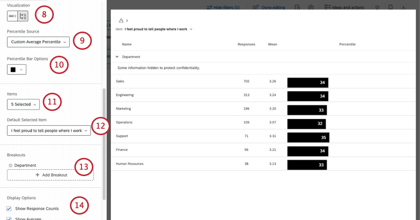 setting up a comparison percentile widget so it shows data