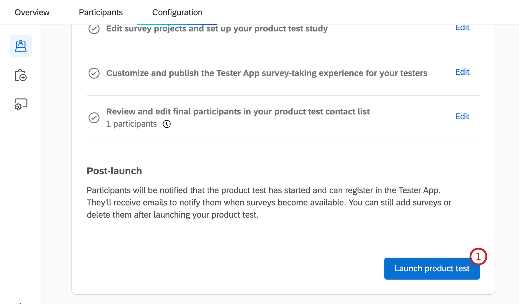 Schaltfläche "Produkttest starten