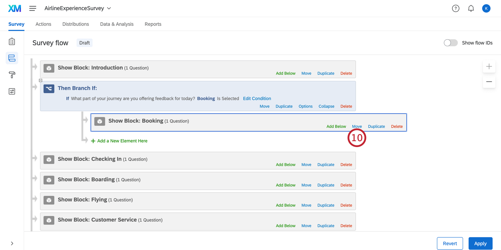 Moving a block to the correct branch
