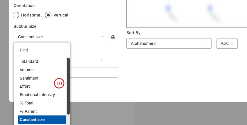 Sort the Standard metric by 1 of the available options