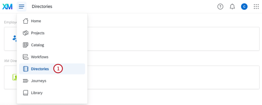 bouton "Répertoire" dans le menu de navigation général