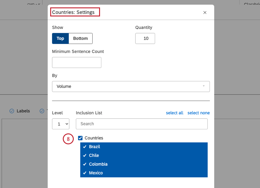 Configure the subset of data that should be included in that grouping for the report.