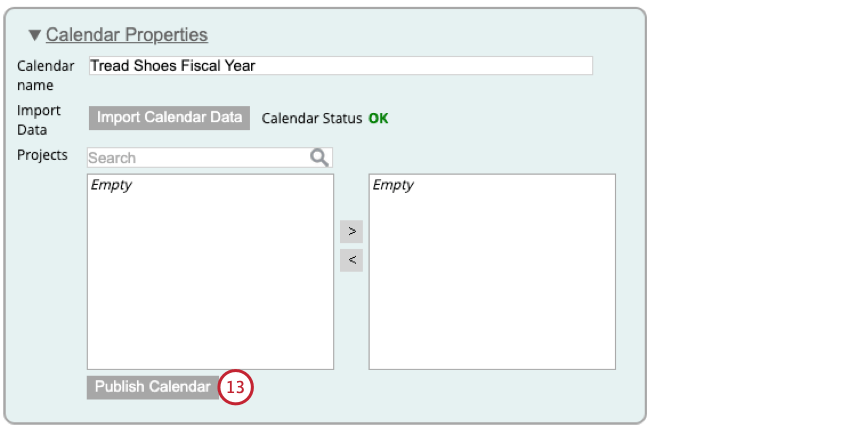 en cliquant sur Publier le calendrier