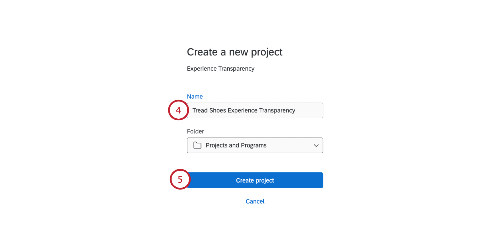benennung des Projekts und Erstellung des Projekts