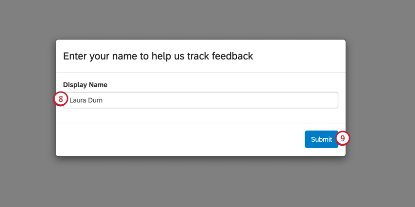 entering your frontline feedback name