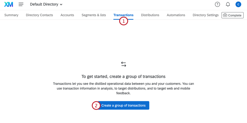creating a new transaction group in the transactions tab
