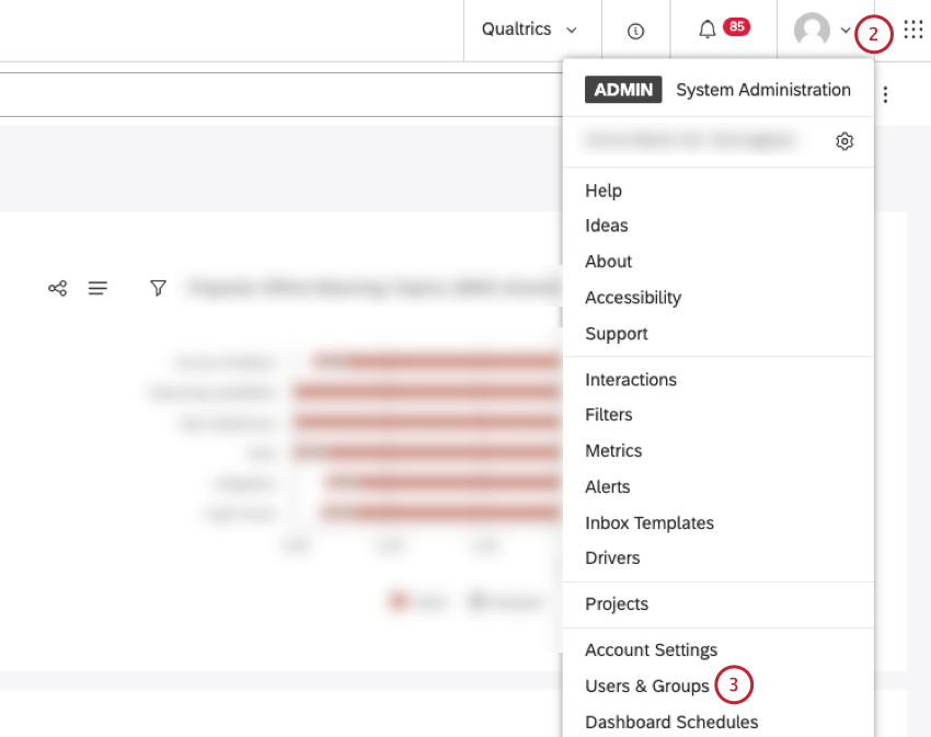 profile menu is expanded